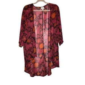Lularoe floral with butterflies sheer kimono beach cover size medium